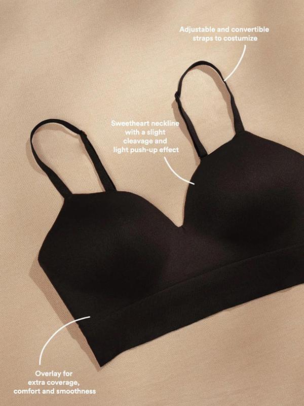 Women's Solid Wireless Push Up Bra, Adjustable Strap Seamless Bra, Soft Comfortable Breathable Lingerie for Daily Wear